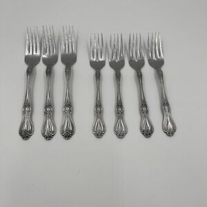 Rogers Stainless Steel Forks Elegant Ornate Floral Flatware 3 dinner 4 salad